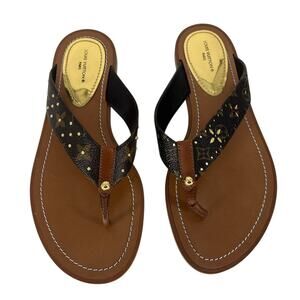 Louis Vuitton Monogram Sunny Flat Thong Sandals Brown Size 37